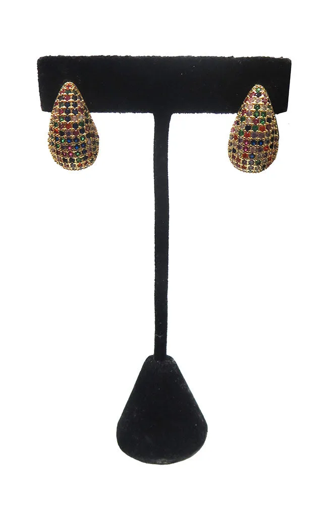 Pear Shape Earring Multi Color CZ