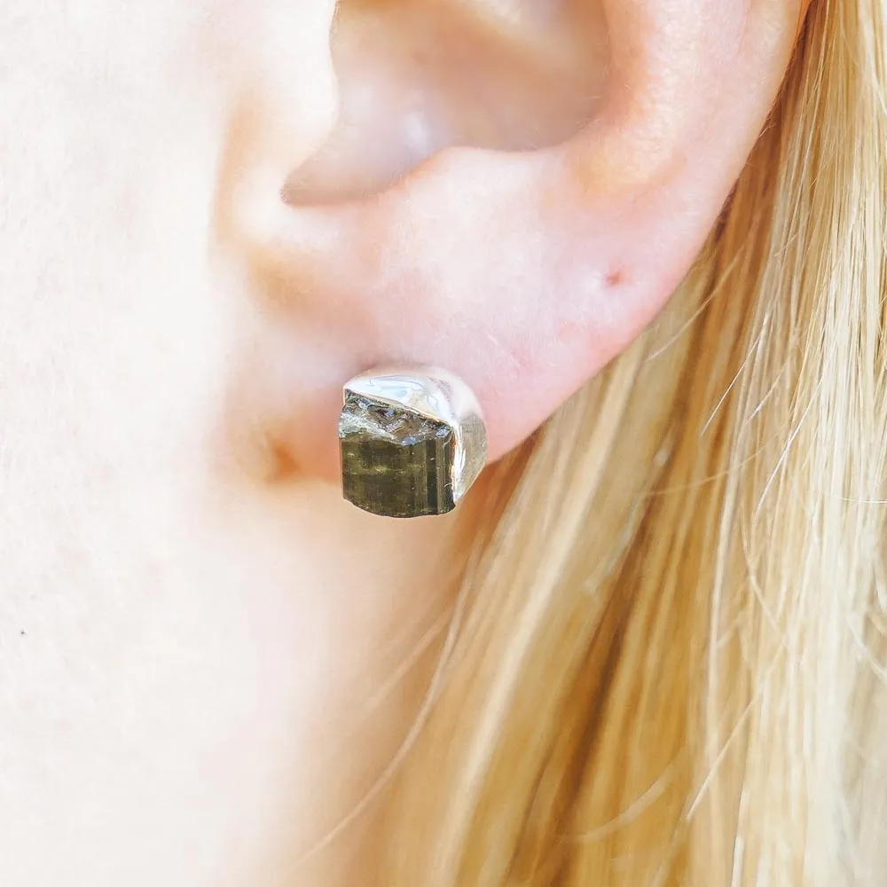 Phoenix Natural Gemstone Stud Sterling Silver Earrings