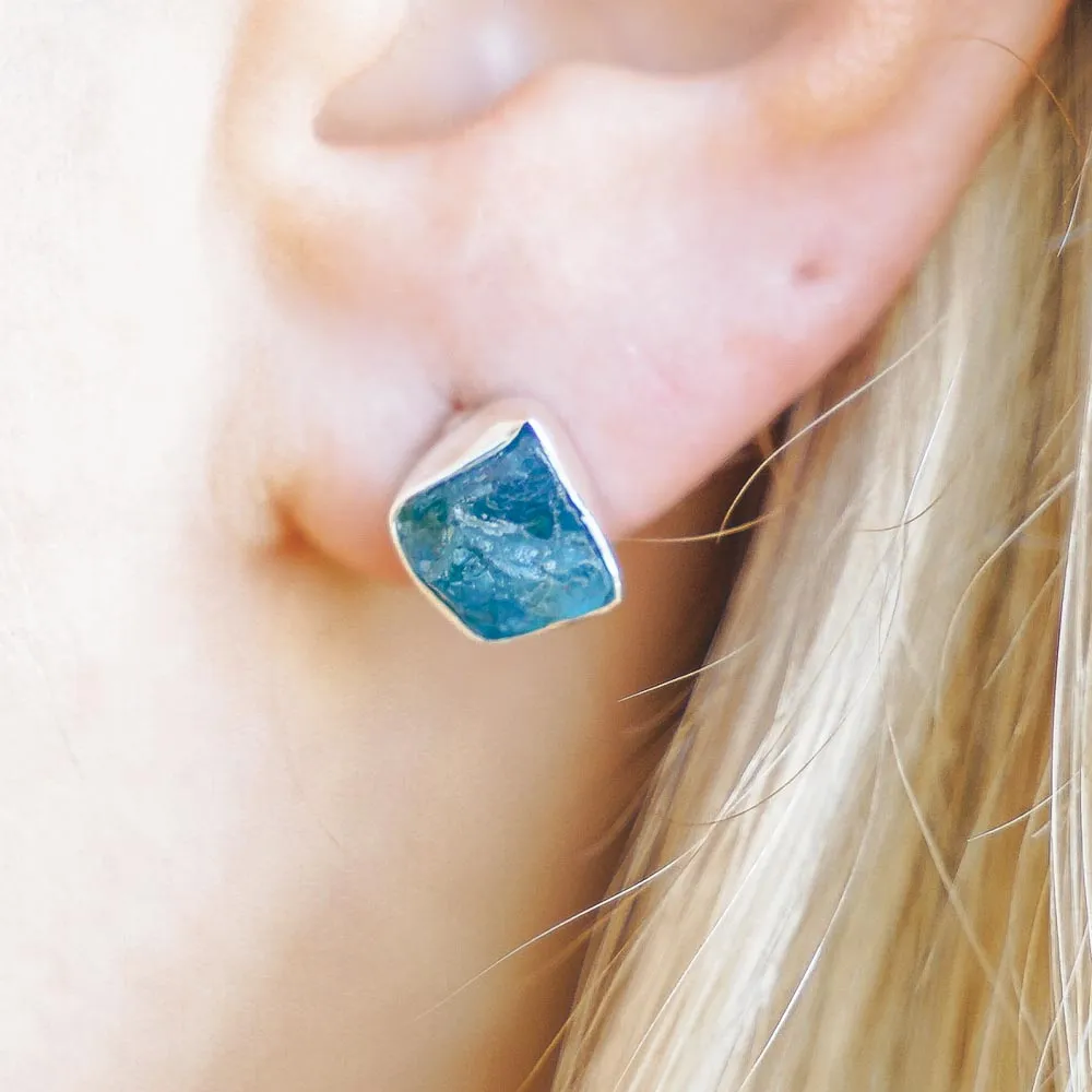 Phoenix Natural Gemstone Stud Sterling Silver Earrings
