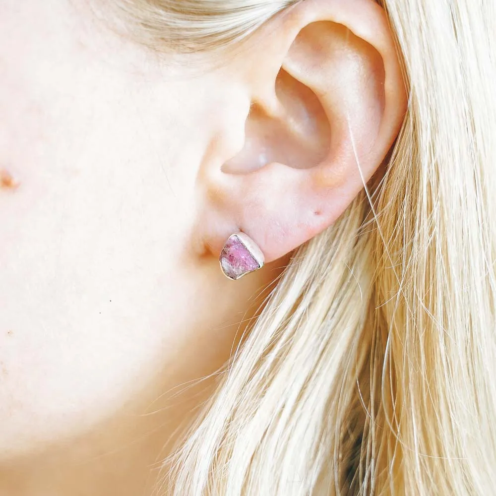 Phoenix Natural Gemstone Stud Sterling Silver Earrings