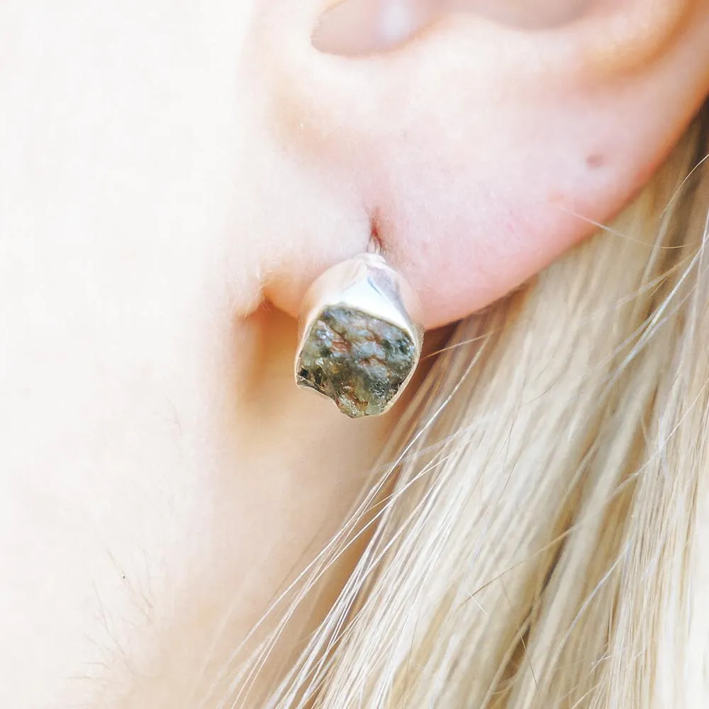 Phoenix Natural Gemstone Stud Sterling Silver Earrings