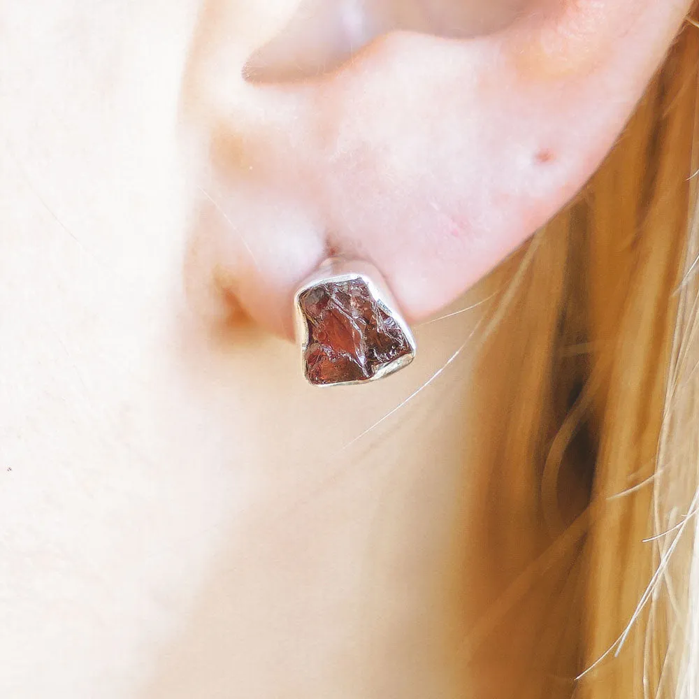 Phoenix Natural Gemstone Stud Sterling Silver Earrings