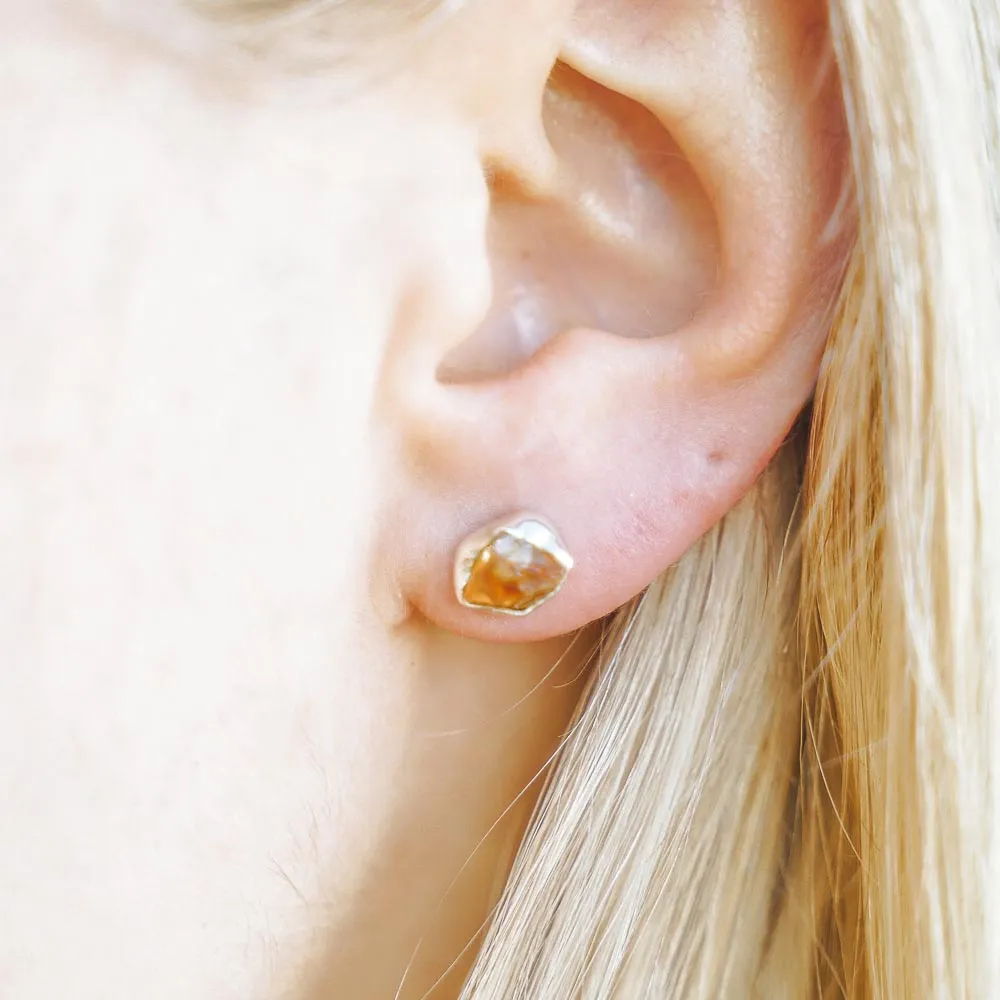 Phoenix Natural Gemstone Stud Sterling Silver Earrings