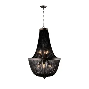 "Medieval Chainmail Pendant Light - Black Empire French Country Chandelier"