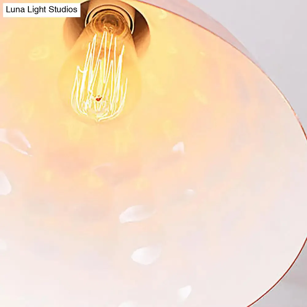Rose Gold Industrial Pendant Light with Dimpled Conic Metal Design and Hanging Cord