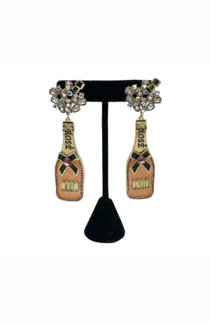 Rose Wine Bottle Earrings