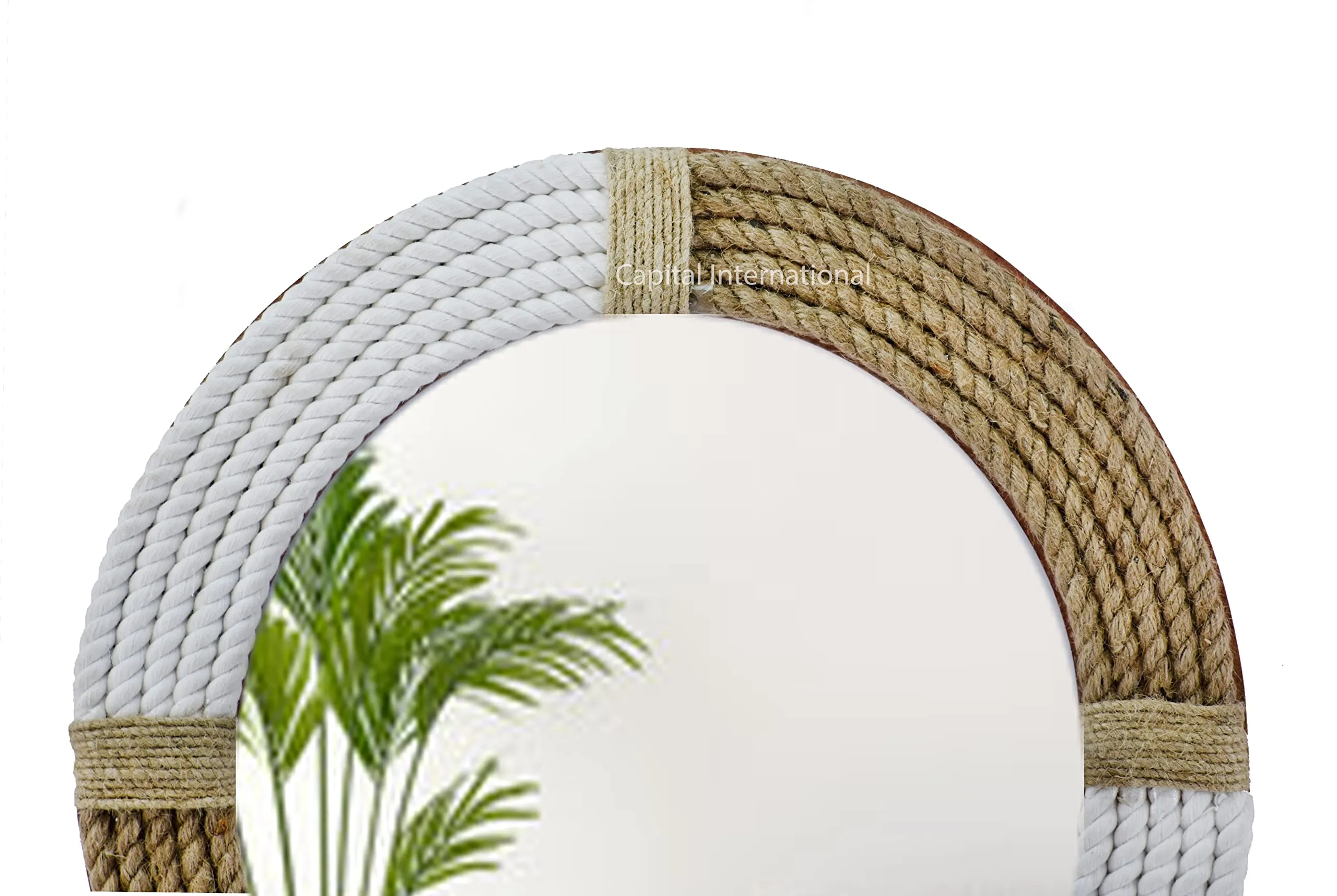 Round Rope Wall Mirror Large Framed Wall Mounted | Nautical Jute Rope, for Rustic Farmhouse Wall Mirror Modern Decorative for Bathroom, Living Room, Bedroom, Entryway (18 Inch)