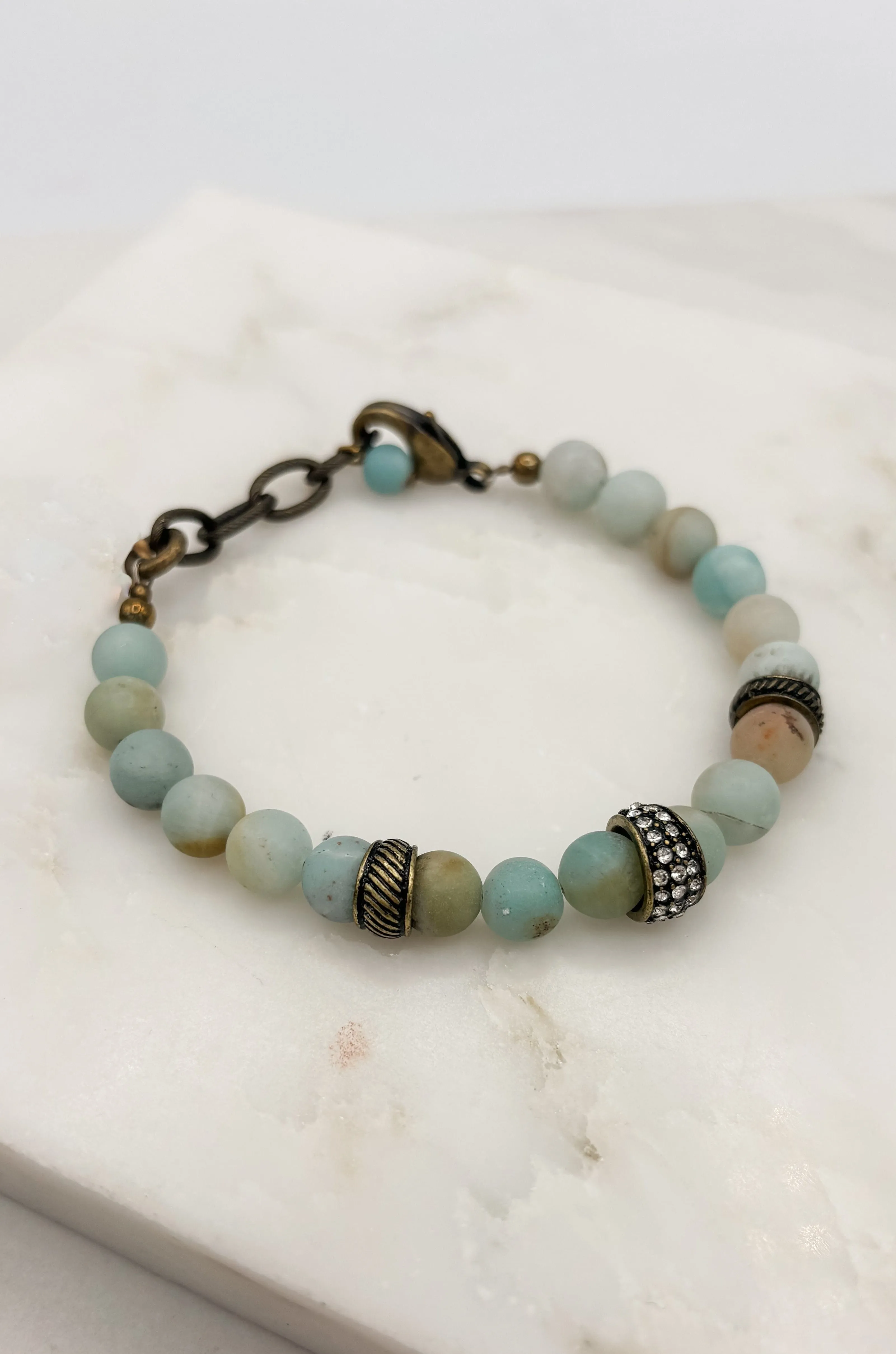 Rustic Accented Genuine Stone Beaded Bracelet