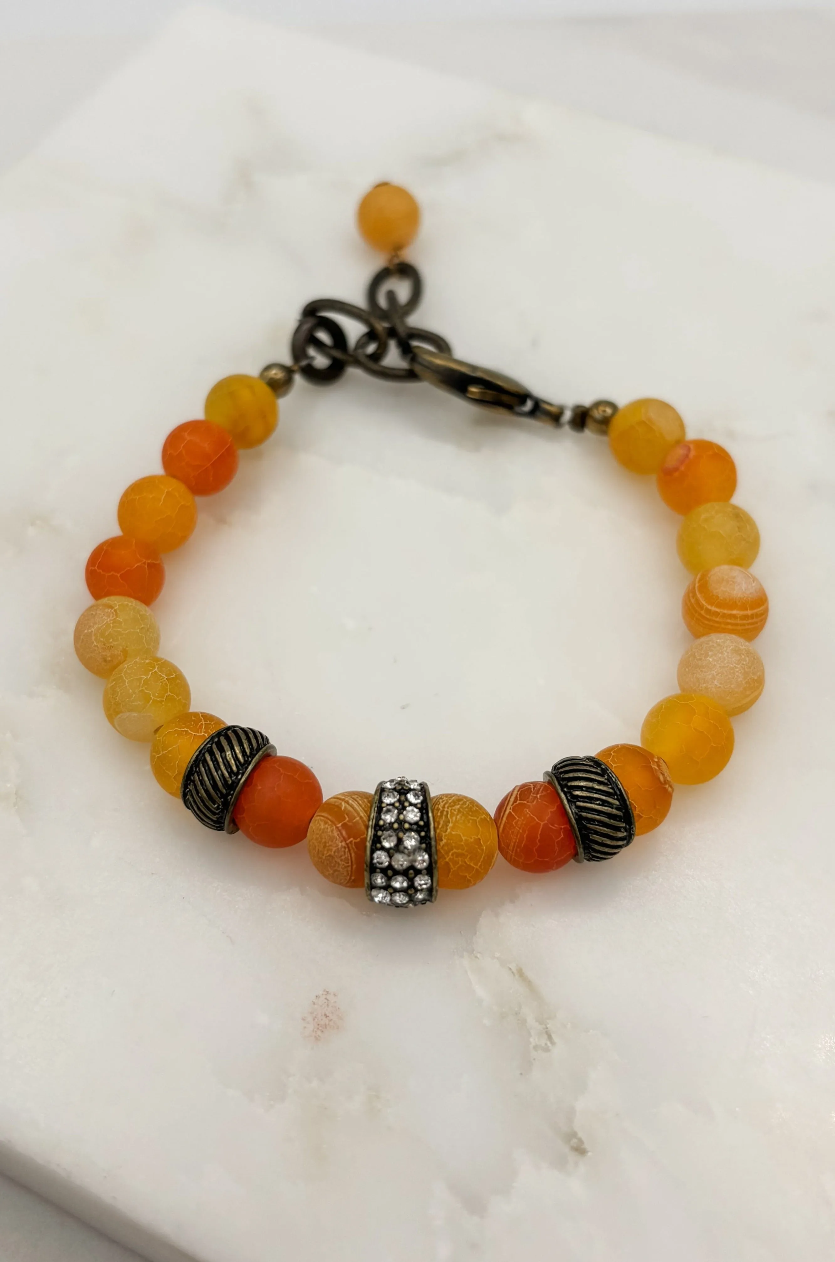 Rustic Accented Genuine Stone Beaded Bracelet