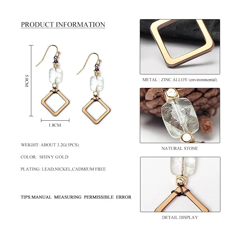 Samantha Vintage Natural Stone Drop Earrings