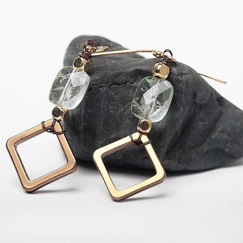Samantha Vintage Natural Stone Drop Earrings