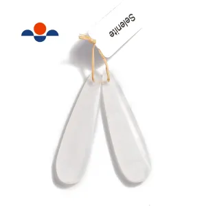 Selenite Pendant Earrings Teardrop Shape 12x45mm Sold Per Pair