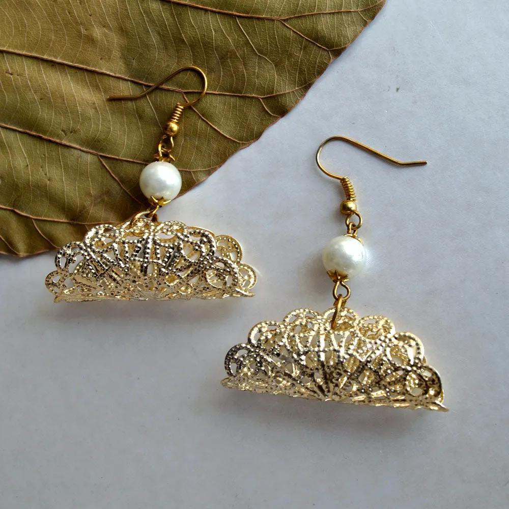 SET OF 2- Filigree Cone And Taco Shape Earrings