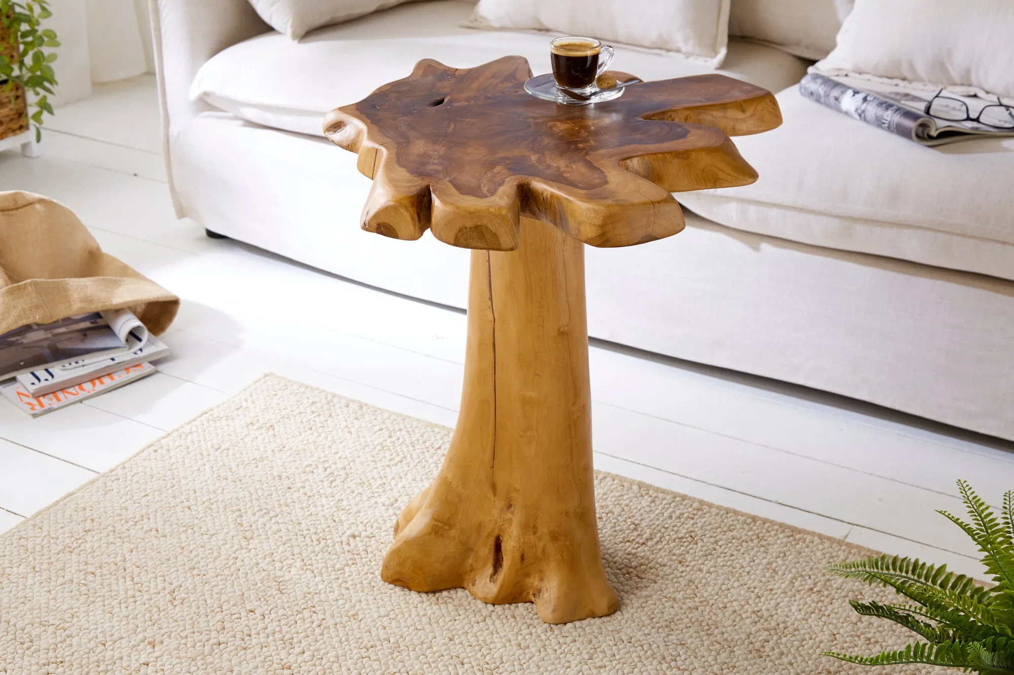 Side Table Root 60cm Teak Wood Brown