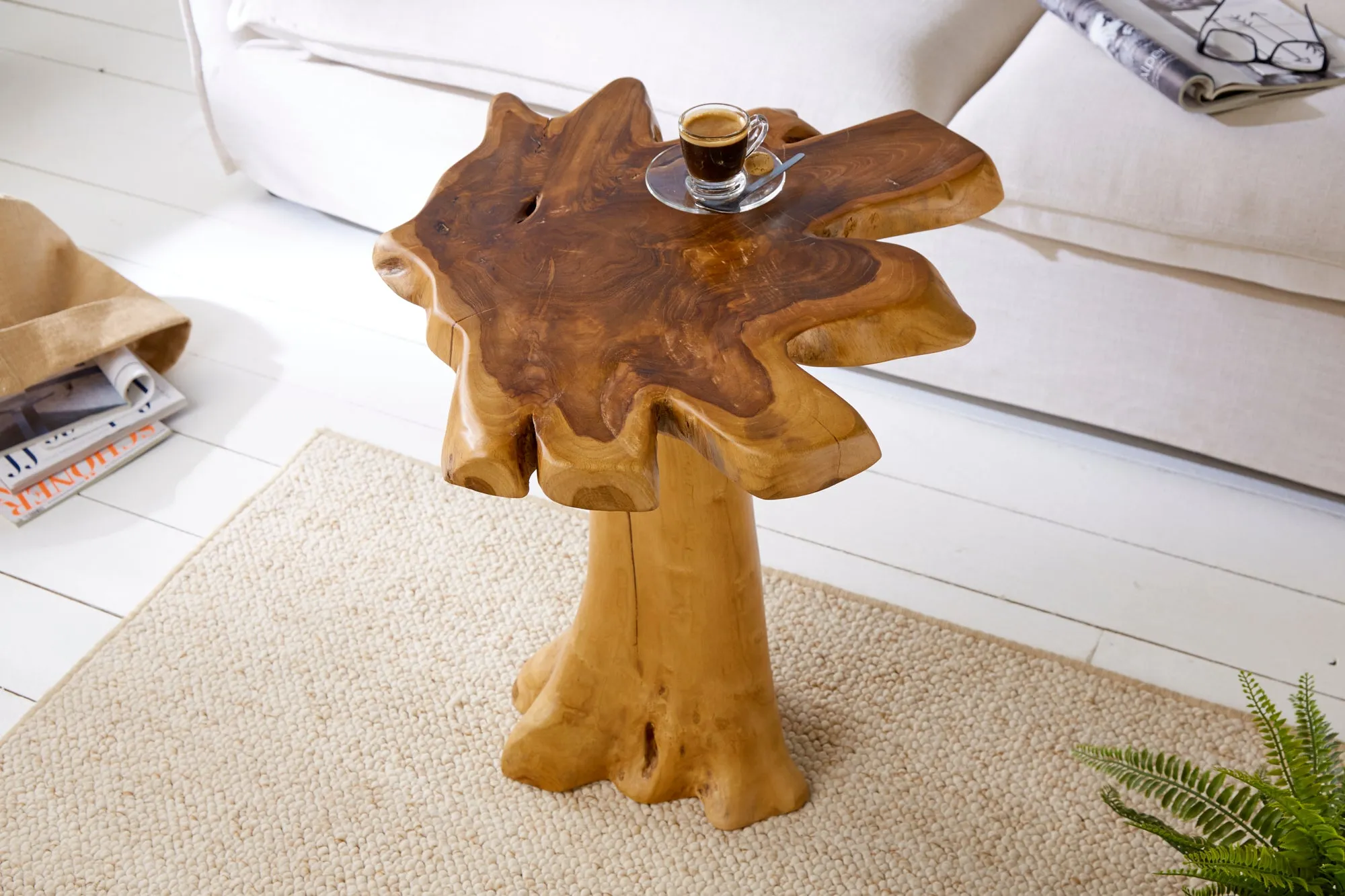 Side Table Root 60cm Teak Wood Brown