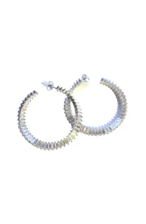 Silver Baguette Hoop 2"