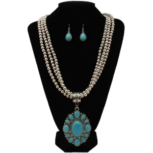 Silver Strike Large Turquoise Pendant Jewelry Set