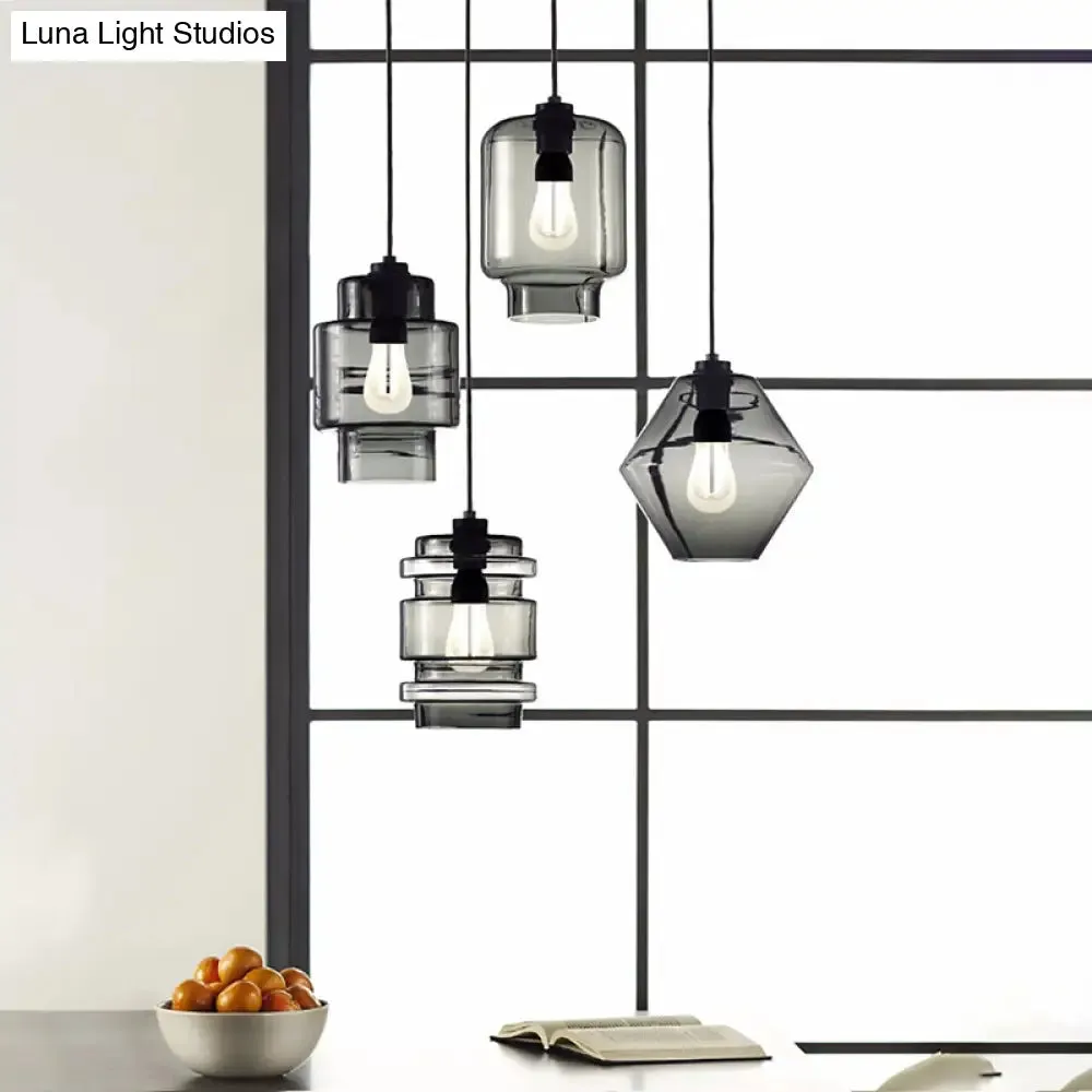 Simplicity Glass Hanging Lamp - Cylindrical 1-Light Pink/Yellow/Blue Ceiling Fixture