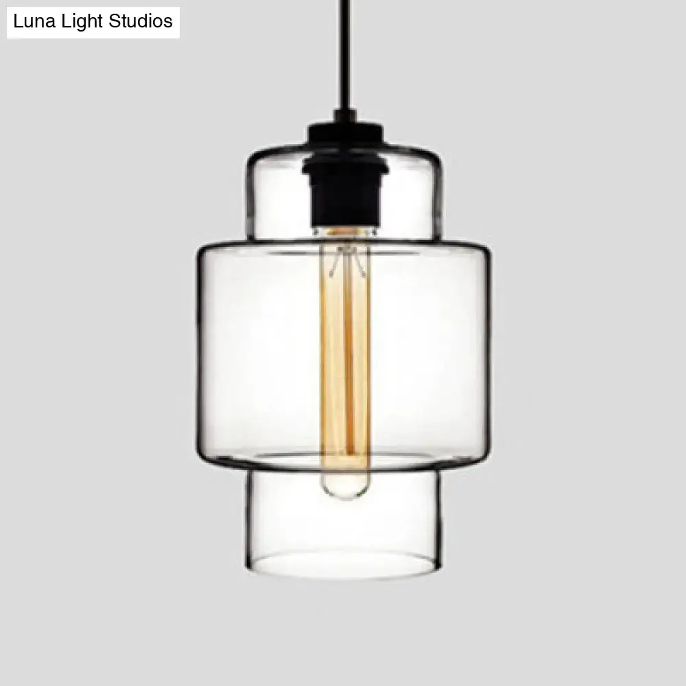 Simplicity Glass Hanging Lamp - Cylindrical 1-Light Pink/Yellow/Blue Ceiling Fixture