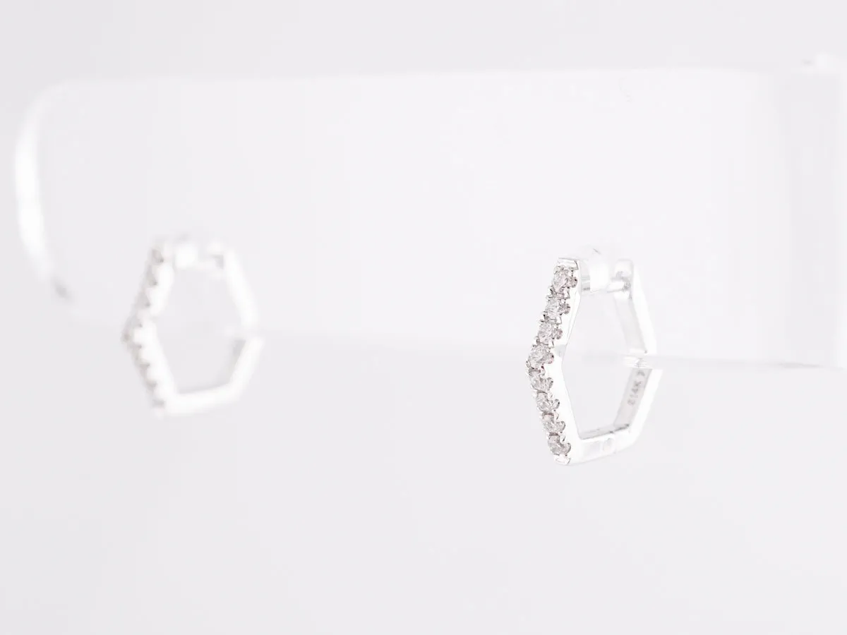 Small Hexagonal Diamond Earrings in 14k White Gold