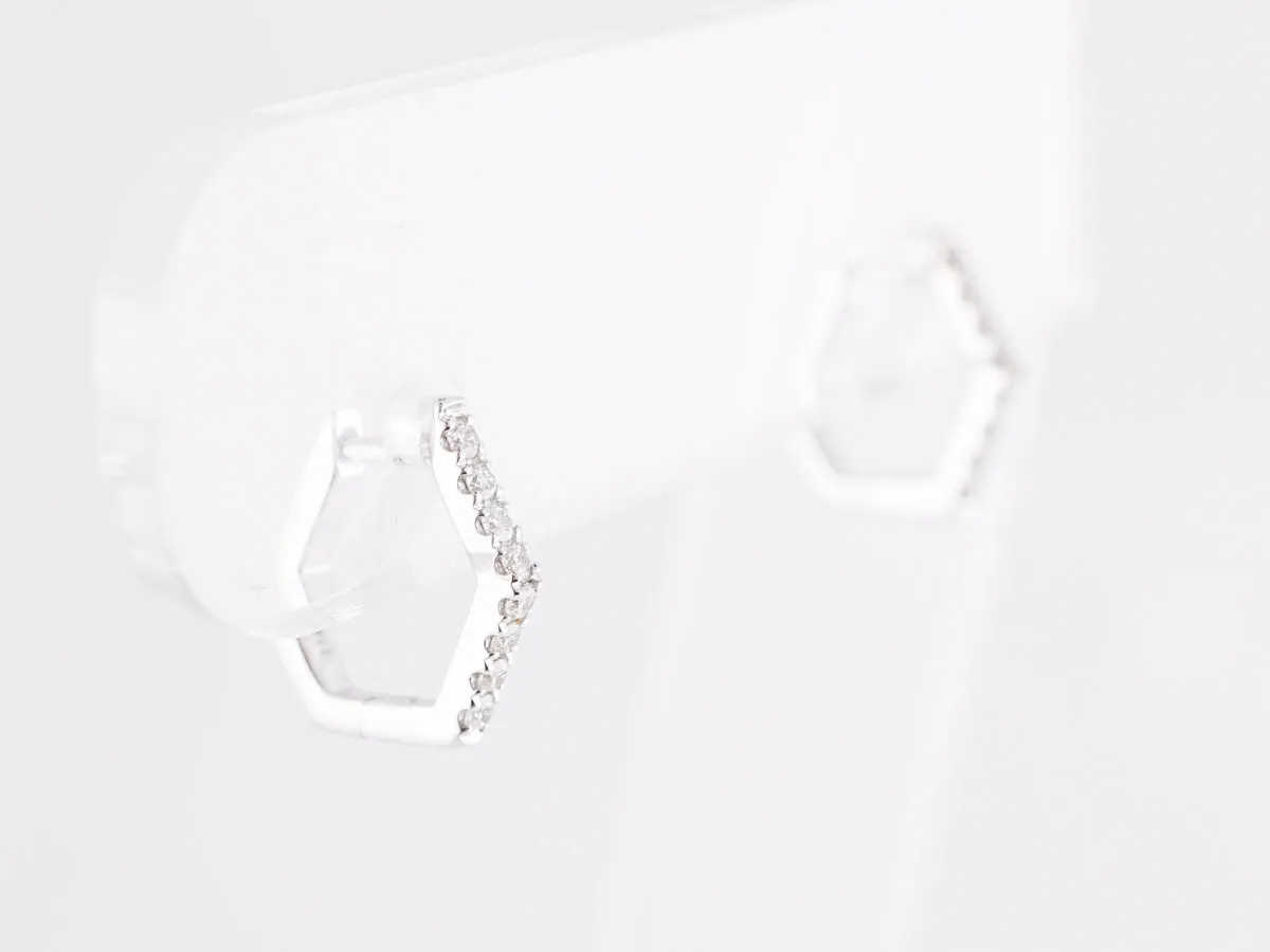 Small Hexagonal Diamond Earrings in 14k White Gold