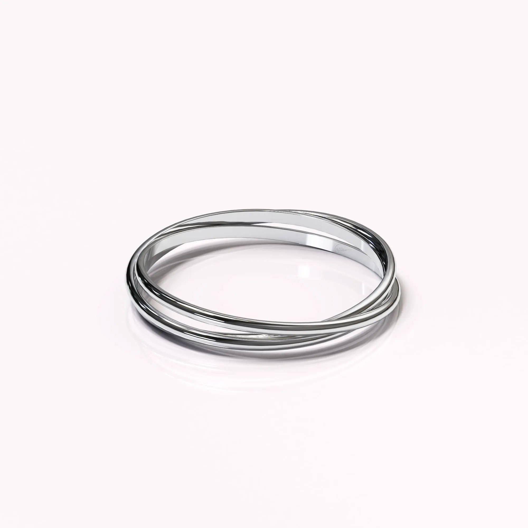 Solid 925 Sterling Silver 3 in 1 Interlink Wedding Ring