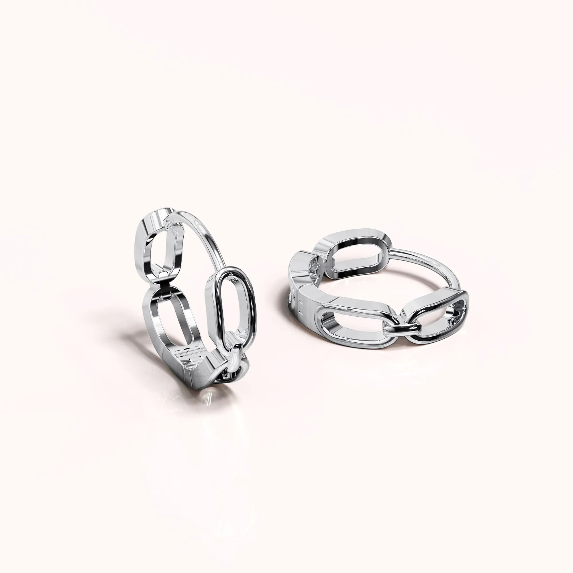 Solid 925 Sterling Silver Hoops of Chunky Chains Earrings