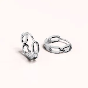 Solid 925 Sterling Silver Hoops of Chunky Chains Earrings