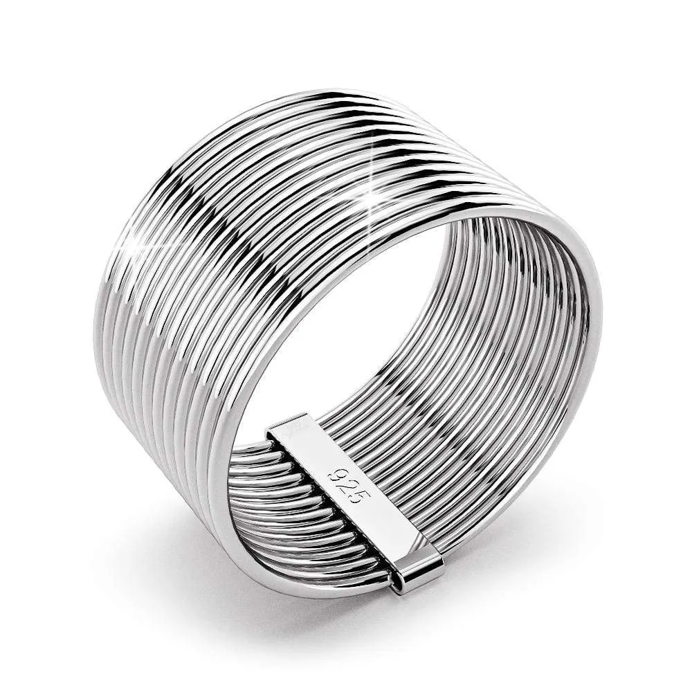 Solid 925 Sterling Silver Multi-band Wire Ring