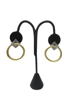 Sq CZ Ear with Gold Rope Circle