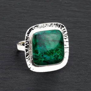 Square Silver and Chrysocolla Ring