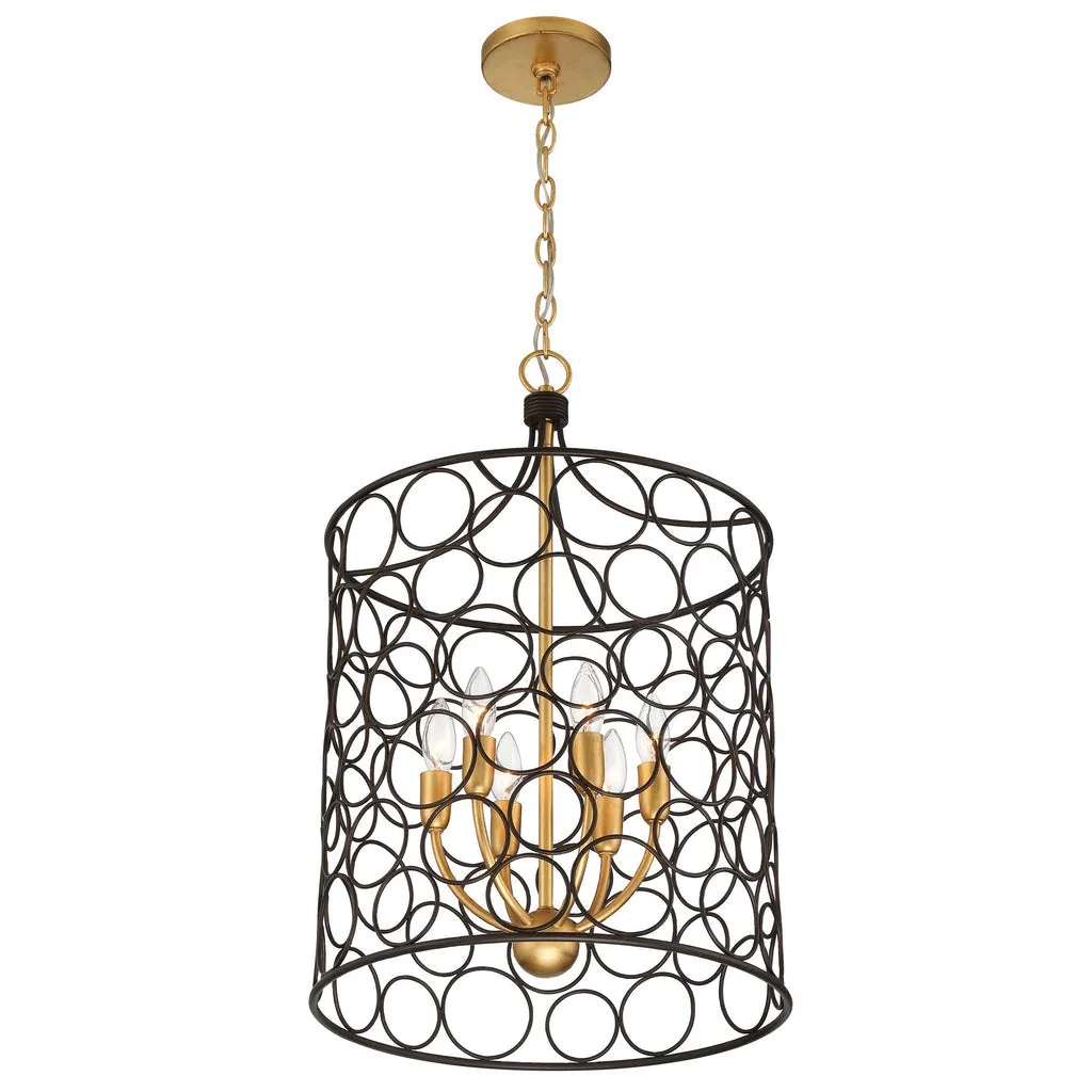 Stemmons 6 Light Bronze   Antique Gold Mini Chandelier