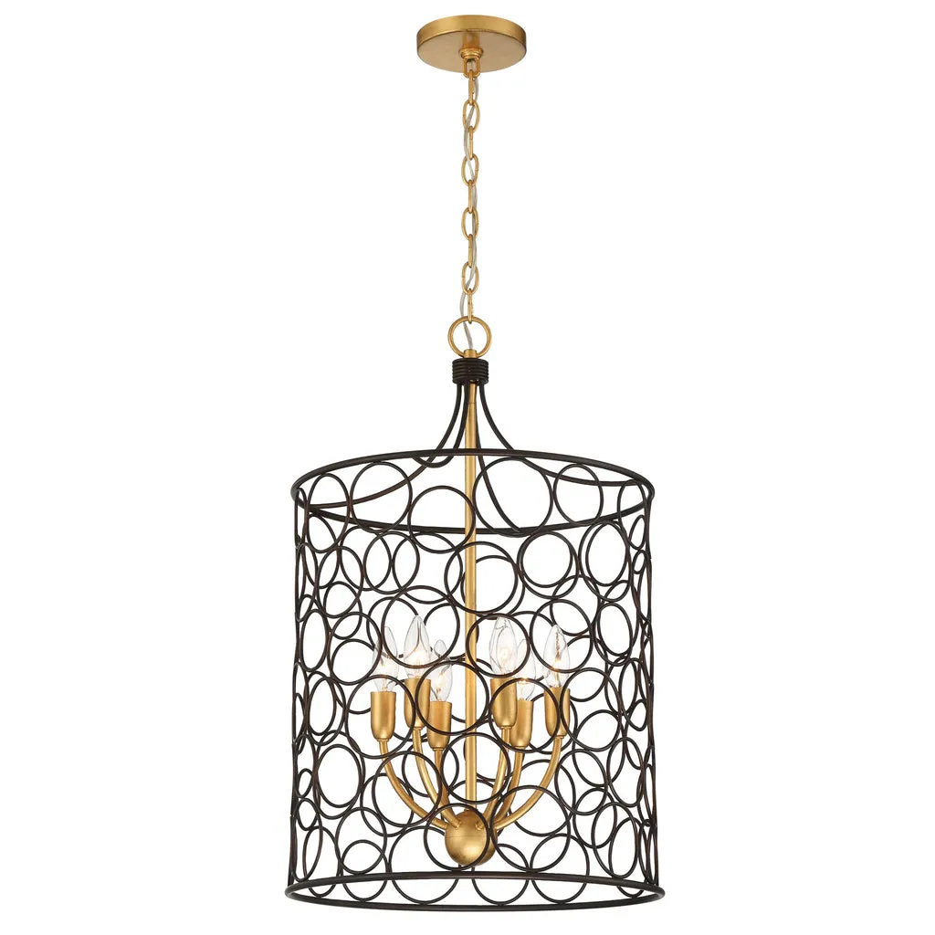 Stemmons 6 Light Bronze   Antique Gold Mini Chandelier