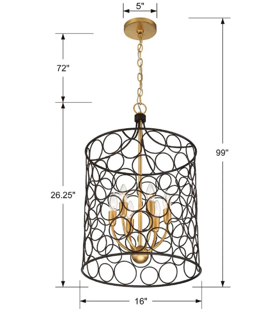 Stemmons 6 Light Bronze   Antique Gold Mini Chandelier