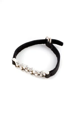 Sterling Silver Bike Chain Leather Bracelet