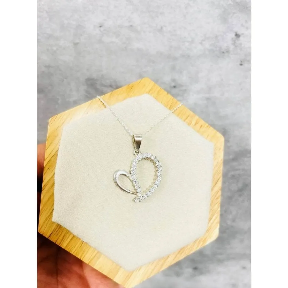 Sterling Silver Heart & Zirconia  Pendant- CZP001