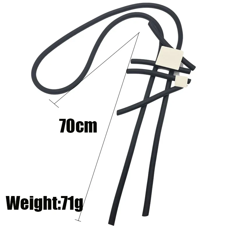 Stylish Long Statement Necklaces For Women / Square Wood Pendant Necklace / Rubber Accessories