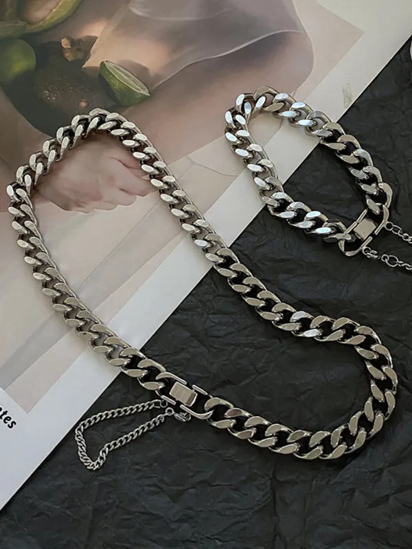 Stylish Selection Two Pieces Chains Bracelet Accessories   Necklaces Accessories