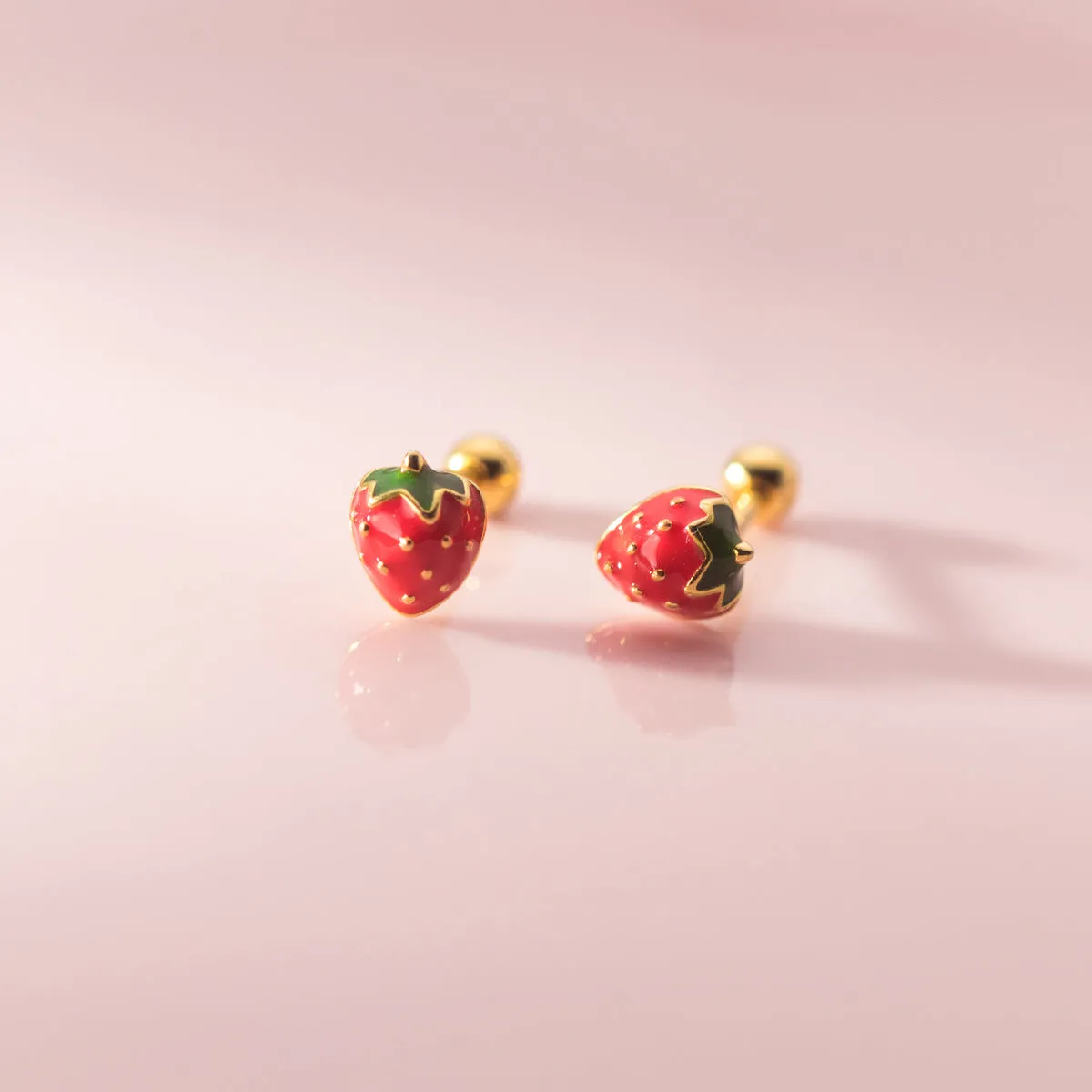 Summer Strawberry Sterling Silver Baby Children Earrings