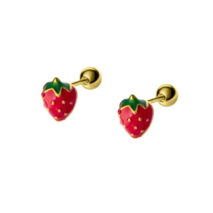 Summer Strawberry Sterling Silver Baby Children Earrings