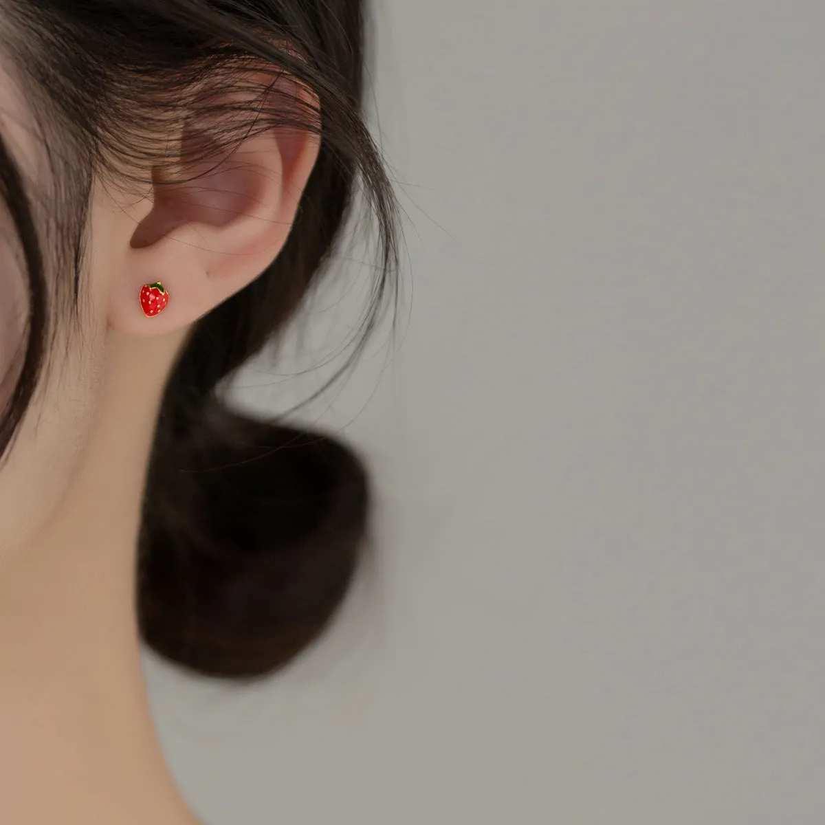 Summer Strawberry Sterling Silver Baby Children Earrings