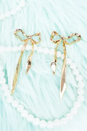 TIPI Long Goldtone Bow Earrings