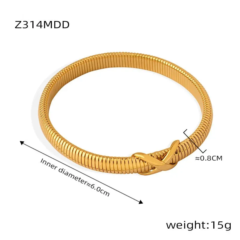 Titanium Steel Gold-plated Retro Personality Line Crossing Knot Design Snake Bone Chain Bracelet