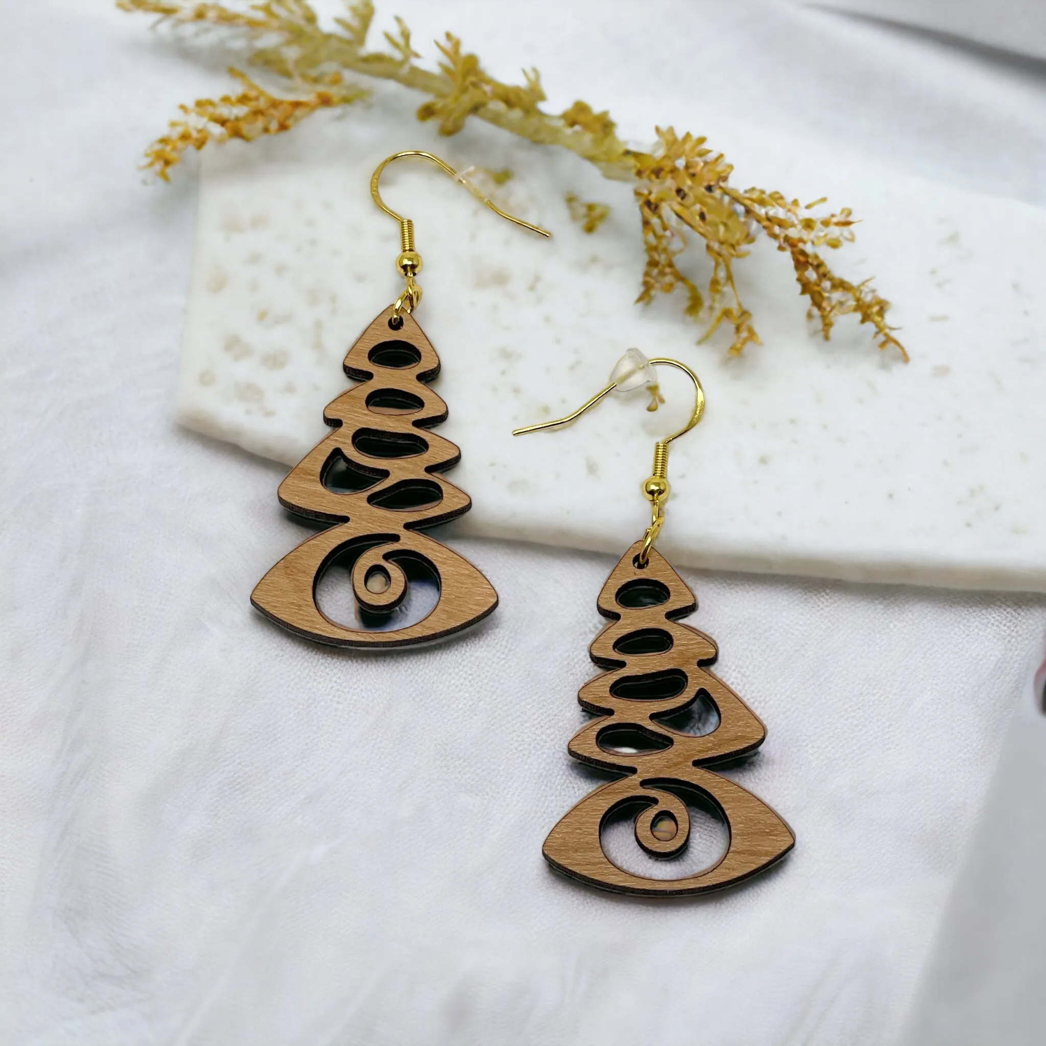 Tree Earrings - Rustic Wood Dangle Earrings with a Whimsical Boho Touch, Cute Winter Holiday Accessories | Nature-Inspired Jewelry