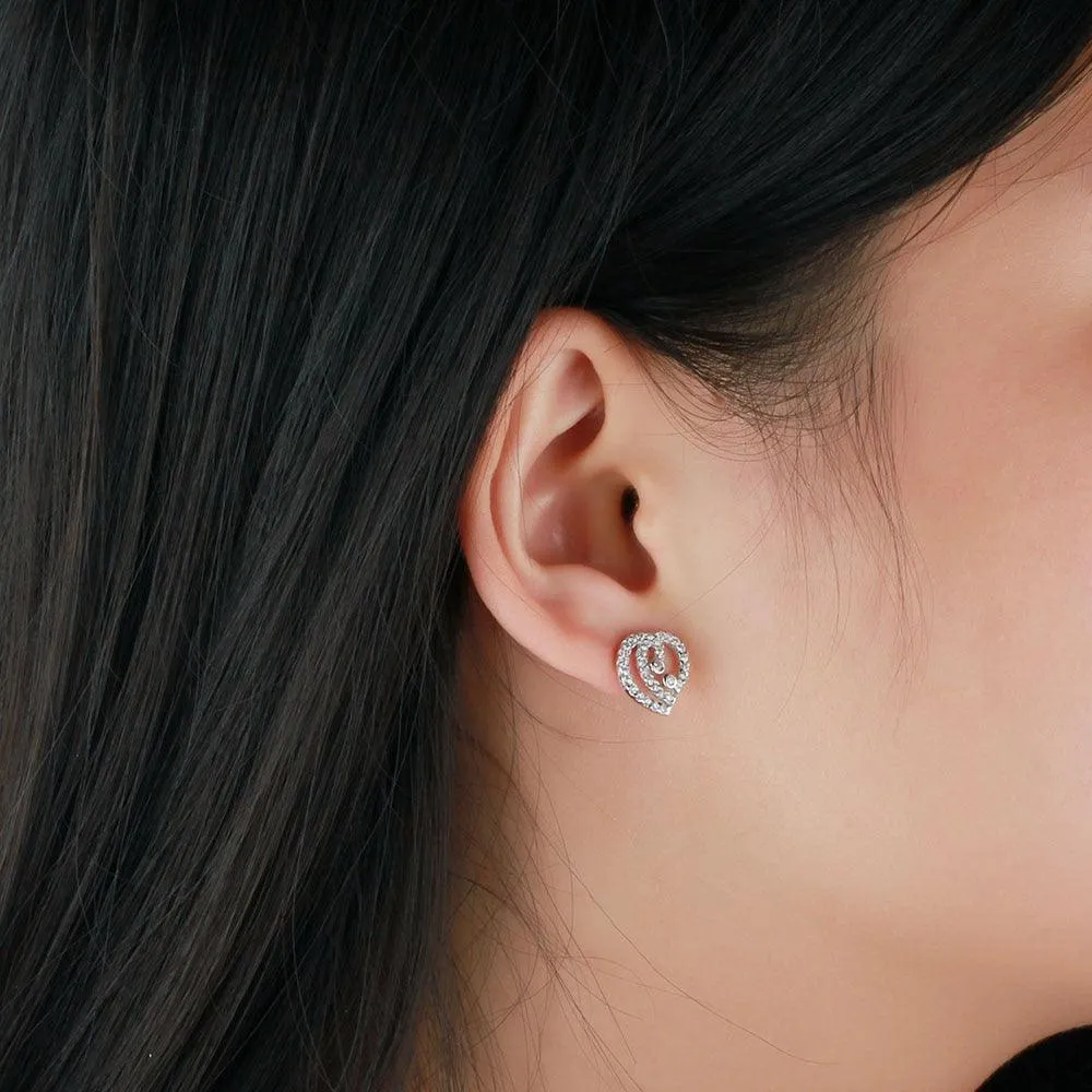 Trendy 925 Sterling Silver Party Stud Earrings with Cubic Zirconia, Trendy Earring Accessories for Women