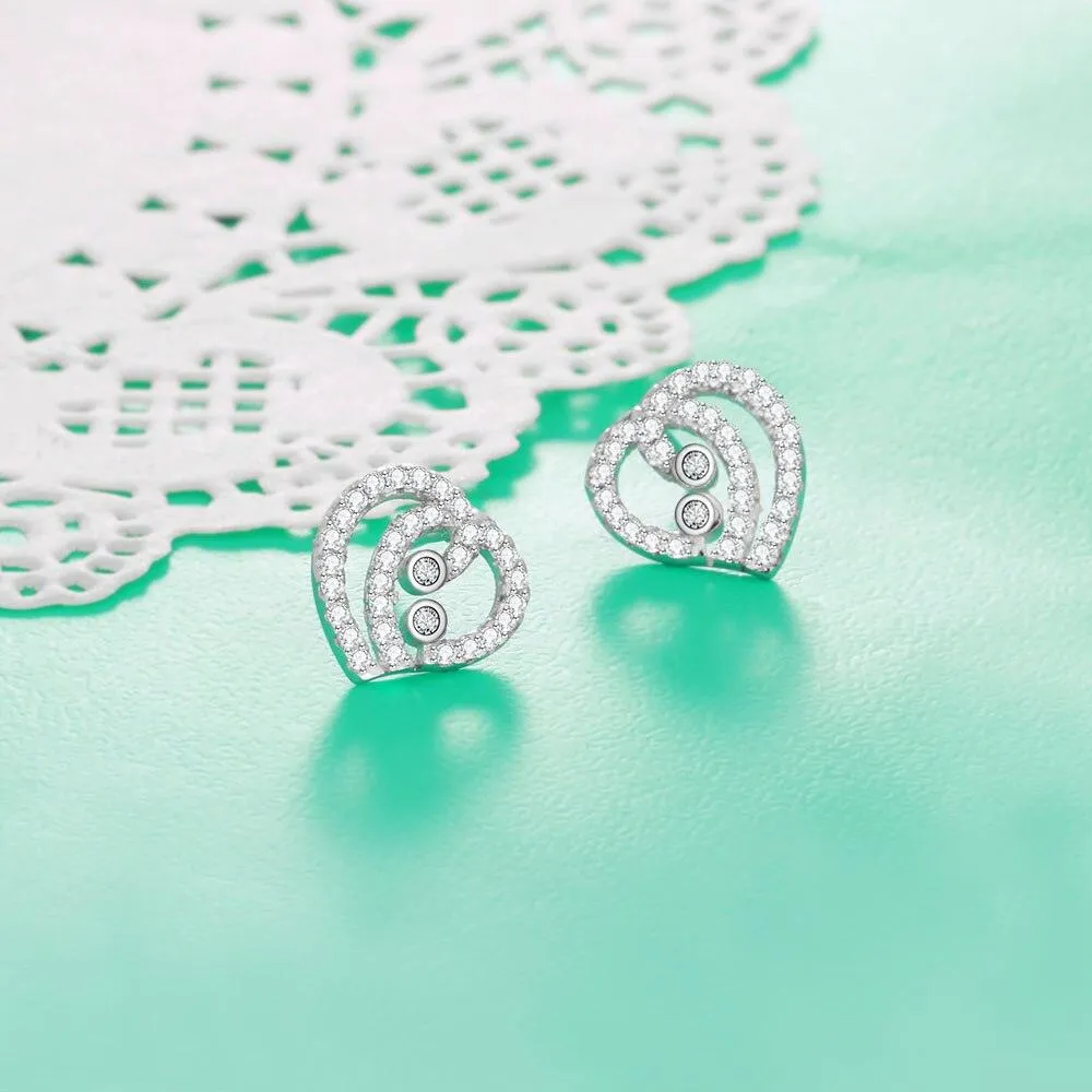 Trendy 925 Sterling Silver Party Stud Earrings with Cubic Zirconia, Trendy Earring Accessories for Women