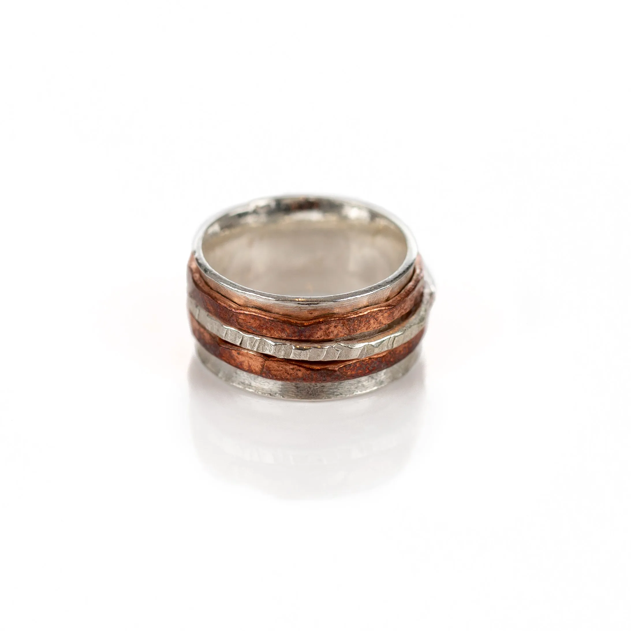Triple silver and copper Spinner Ring