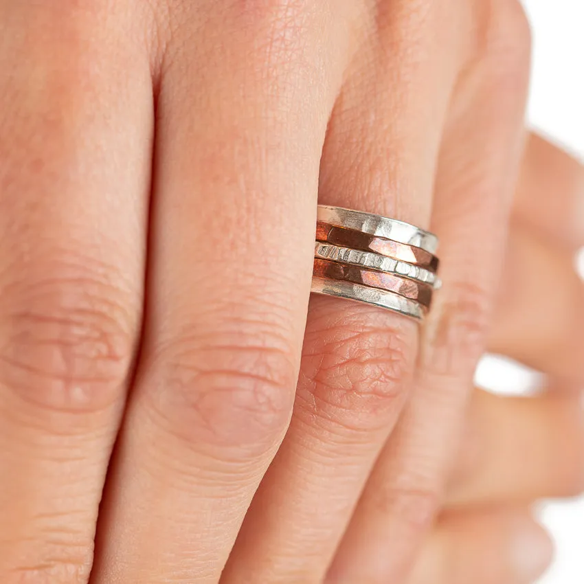 Triple silver and copper Spinner Ring