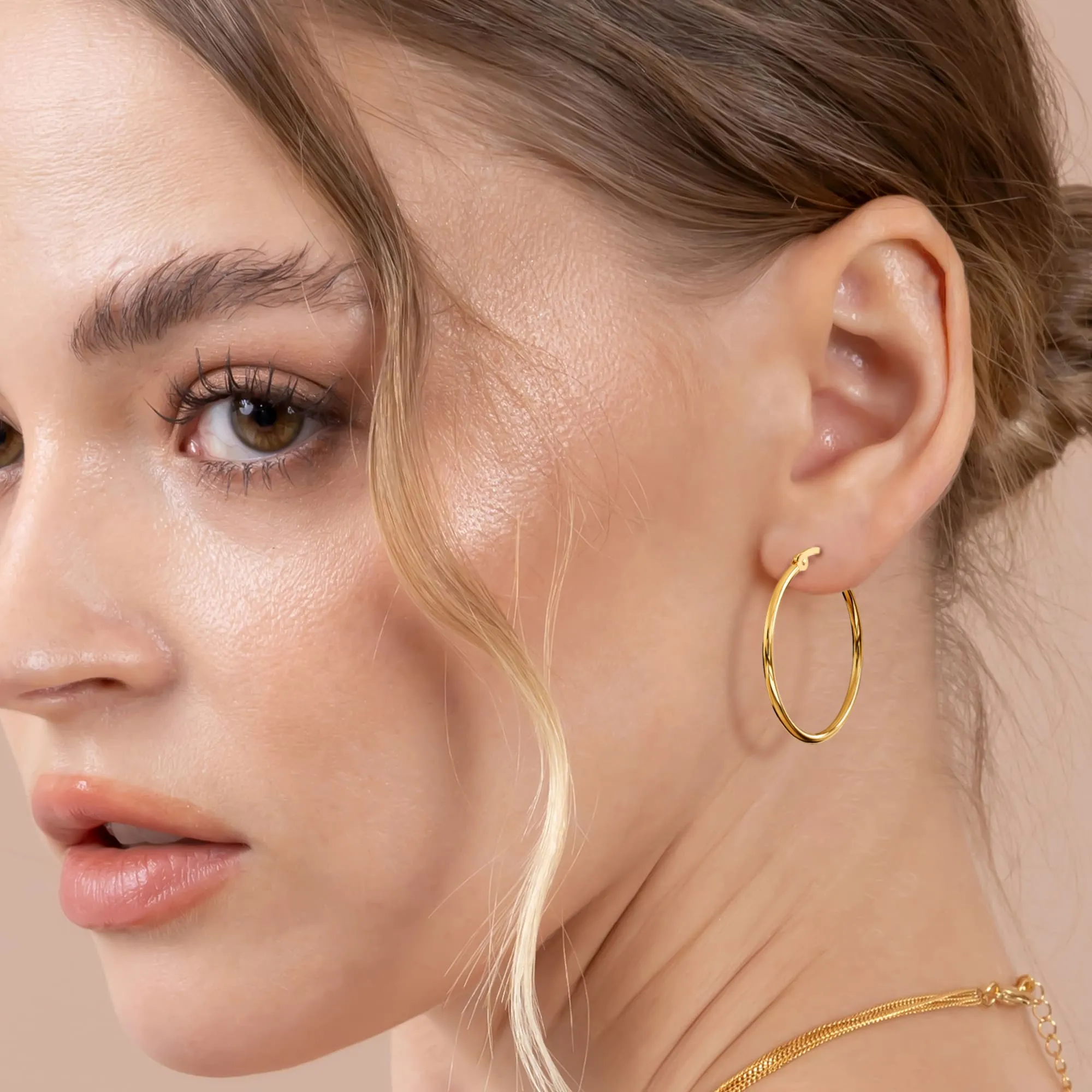 Trishia Hoop Gold Layered Earrings 30mm