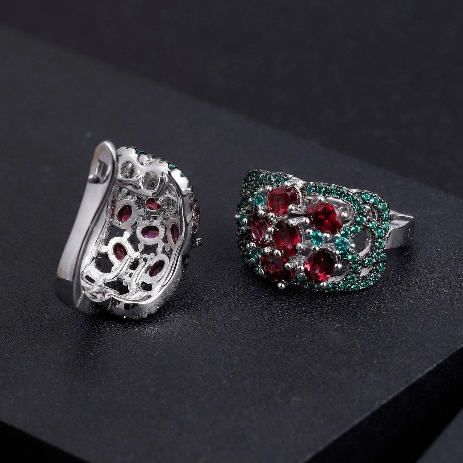 Vintage 3.0 Ct Natural Rhodolite Garnet Gemstone Earrings